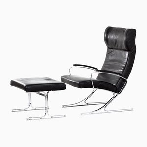 Lounge Chair with Footstool Berlin by Meinhard von Gerkan for Walter Knoll, 1970s, Set of 2