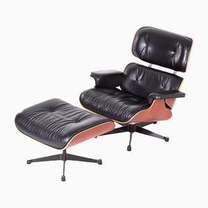 Lounge Chair with Ottoman by Charles & Ray Eames for Vitra, 1990s, Set of 2