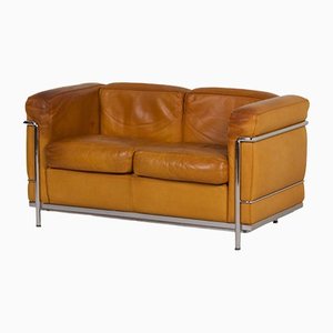 Lc2 Zwei-Sitzer Sofa von Le Corbusier für Cassina, 1990er - Cognac Color