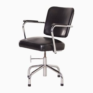 Black Leatherette Office Chair by Fana, 1950s