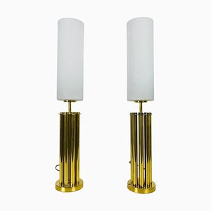 Französische Mid-Century Modern Messing Tischlampen, 1960er, 2er Set