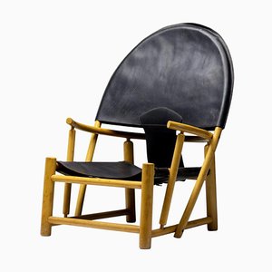 Chaise Hoop G23 en Cuir Noir par Piero Palange