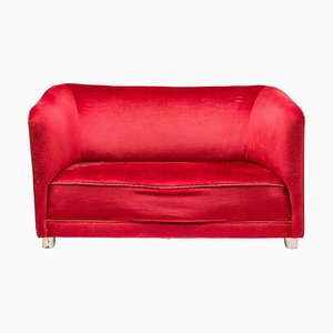 Red Velvet Sofa by Ole Wanscher