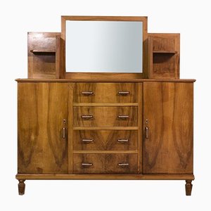 Vintage Credenza with Mirror & Open Shelves, Italy, 1940s