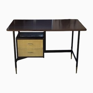 Wooden & Metal Desk with Drawers, Italy, 1950s