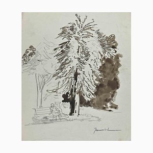 Pierre Georges Jeanniot, The Tree, dibujo a lápiz, principios del siglo XX