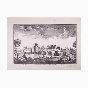 Giuseppe Vasi, Ponte Milvio, Original Etching, Late 18th-Century