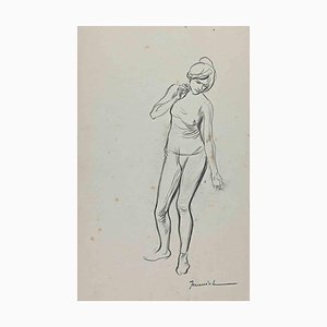 Pierre Georges Jeanniot, The Posing Woman, dibujo, principios del siglo XX