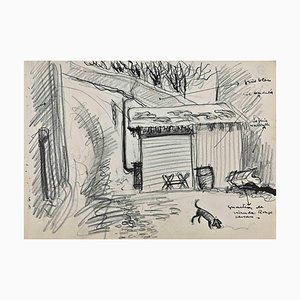 Norbert Meyre, The Rural House, Pencil Drawing, Mid 20th-Century