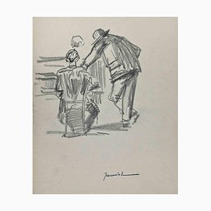 Pierre Georges Jeanniot, The Men from the Back, Dessin, Début 20th-Century