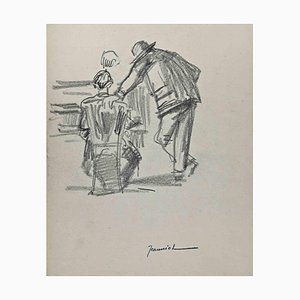 Pierre Georges Jeanniot, The Men from the Back, Drawing, Early 20th-Century