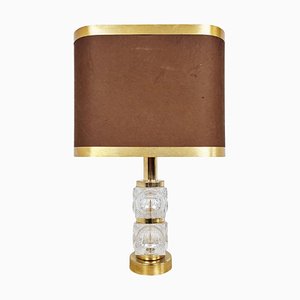 Vintage Brass and Glass Table Lamp, 1960s