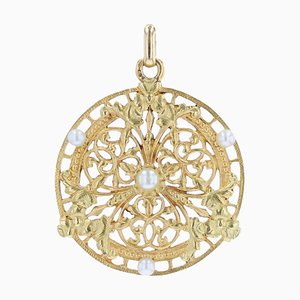 18 Karat 20th Century French Natural Pearl Yellow Gold Pendant