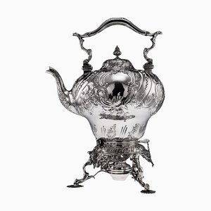 Bouillotte grande in argento di Stand & Burner, Regno Unito, XIX secolo