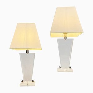 Mid-Century Acrylic Glass Table Lamps, Italy, 1970s, Set of 2