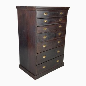 Victorian Tall Plan Chest with Brass Cup Handles