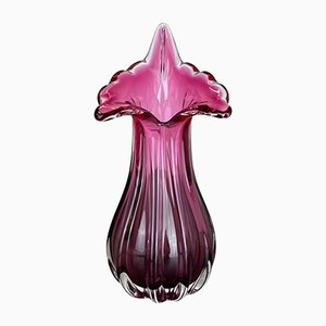 Floral Murano Glass Sommerso Vase, Italy, 1970s