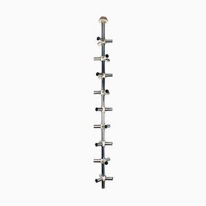 Large Italian Modern Satin Steel and Plastic Vertical Chandelier with 28 Lights, 1970s