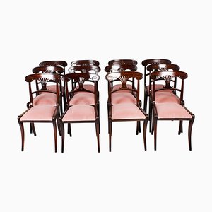 Antique Regency Bar Back Dining Chairs, Set of 12