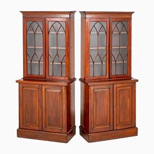 Victorian Mahogany Glazed Bookcases, 1870s, Set of 2