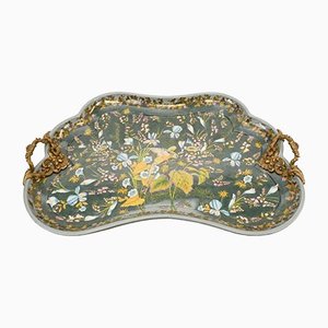 French Art Nouveau Floral Platter in Porcelain