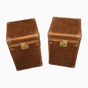 Luggage Trunks in Leather, Set of 2