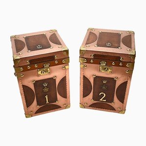 Luggage Trunk Tables in Copper, Set of 2