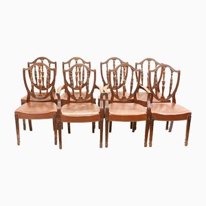 Chaises de Salle à Manger Hepplewhite Antiques en Acajou, 1880, Set de 8