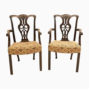 Antique Chippendale Chairs in Mahogany, 1890, Set of 2