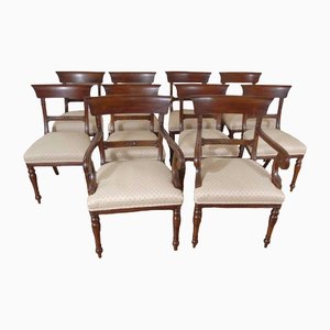 English Regency Dining Chairs in Mahogany, Set of 10