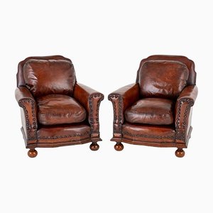 Club Chairs in Leather, Set of 2