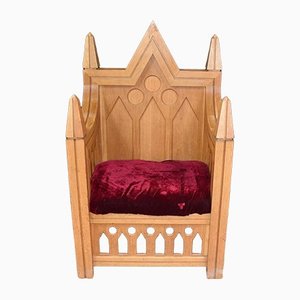 English Henry II Medieval Trone Chair in Oak