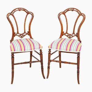 Antique Victorian Accent Chairs in Walnut, 1860, Set of 2