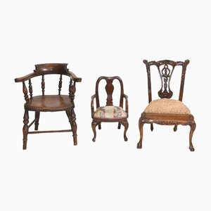 Antique Chippendale Children's Chairs, Set of 3