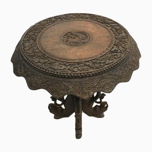 Antique Burmese Hand-Carved Side Table, 1890s
