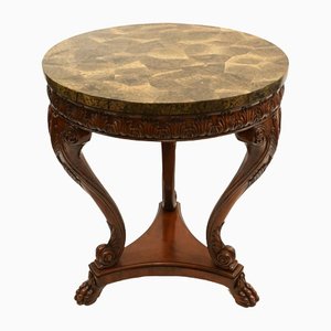 French Gueridon Side Table with Marble Top