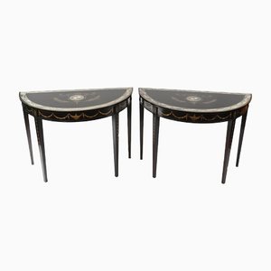 Regency Painted and Lacquered Console Tables, Set of 2