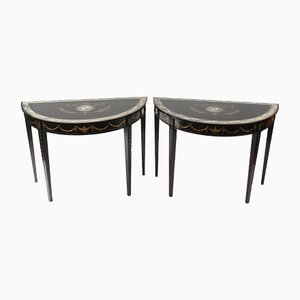 Tables Consoles Regency Peintes et Laquées, Set de 2