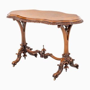 Antique Victorian Walnut Stretcher Table, 1860s