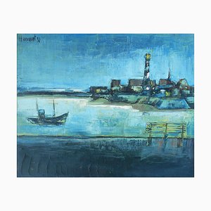 Georges Hanquet, Le Port, 1959, Huile sur Toile