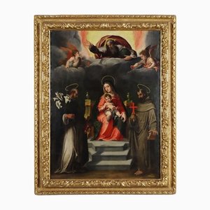 Madonna col bambino, XVII secolo, olio su tela, in cornice