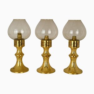 Scandinavian Brass Lantern Candleholders, Set of 3