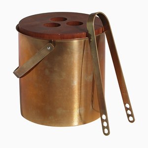 Brass Ice Bucket Set by Arne Jacobsen for Stelton Brassware, 1960s, Set of 2