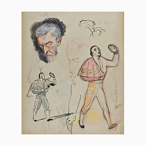 Norbert Meyre, The Figures Sketches, Drawing, Mid 20th-Century