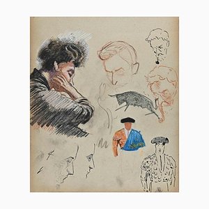 Norbert Meyre, The Figures Sketches, Drawing, Mid-Century