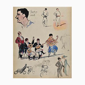 Norbert Meyre, The Musical Band, Drawing, Mid 20th-Century