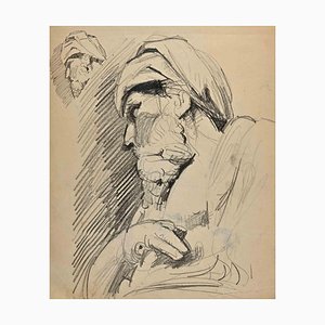 Norbert Meyre, The Portrait of a Man, Drawing, Mid 20th-Century