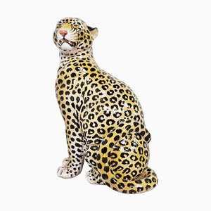 Italian Glazed Terracotta Leopard Figure, 1960s