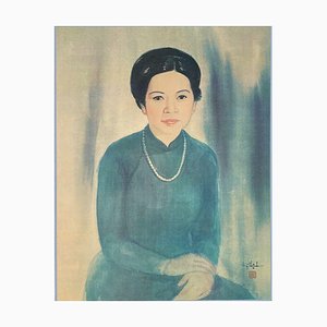 After Truong Thi Thinh, Femme Au Collier De Perles, 1970, Sérigraphie sur Papier Bfk Rives