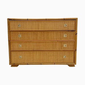 Dal Vera Bamboo and Wicker Rattan Chest of Drawers, Italy, 1960s
